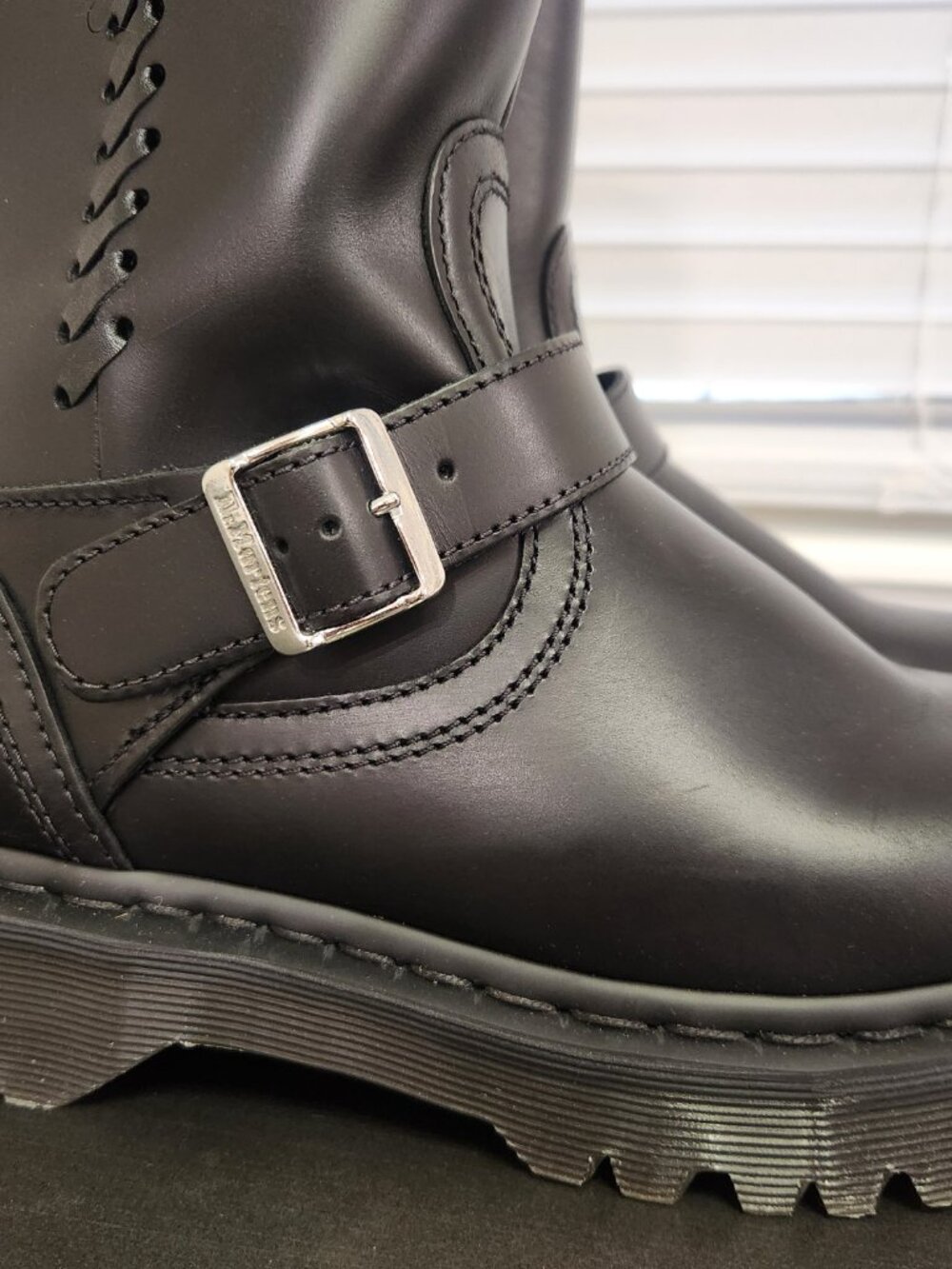 Dr. Martens Anistone Knee High Orleans Leather Biker Boots - Picture 6 of 12